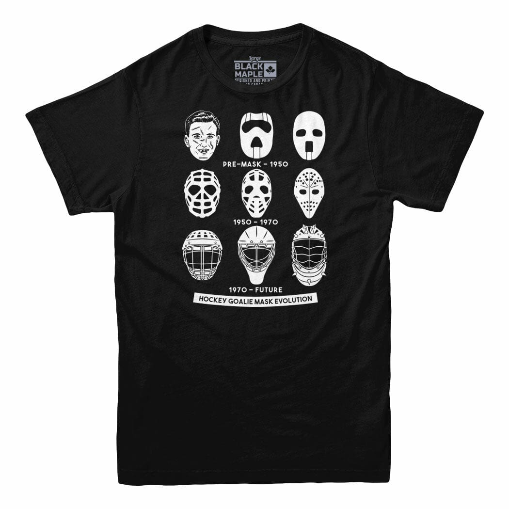 Hockey Goalie Mask Evolution T-shirt – Black Maple Trading