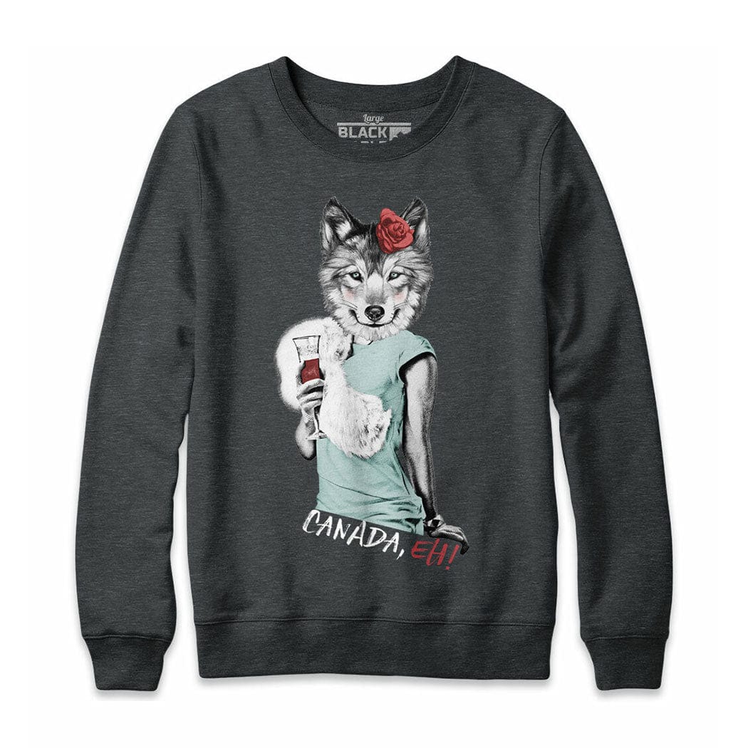 Lady Wolf with Wine Crewneck Sweatshirt