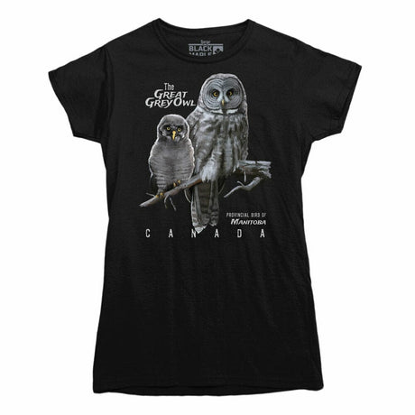 Manitoba Great Gray Owl Provincial Bird Womens Tshirt Black