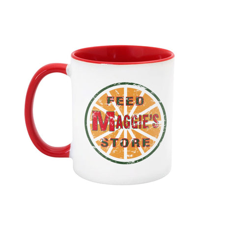 Maggies Feed Store Distressed Logo Heartland 11oz Mug