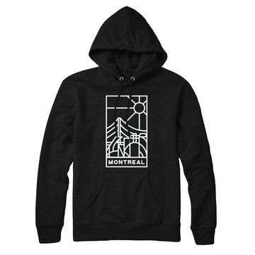 Montreal Stained Glass Light Print Pullover Hoodie Black