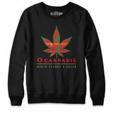 O Cannabis Tartan Black Crewneck Sweatshirt