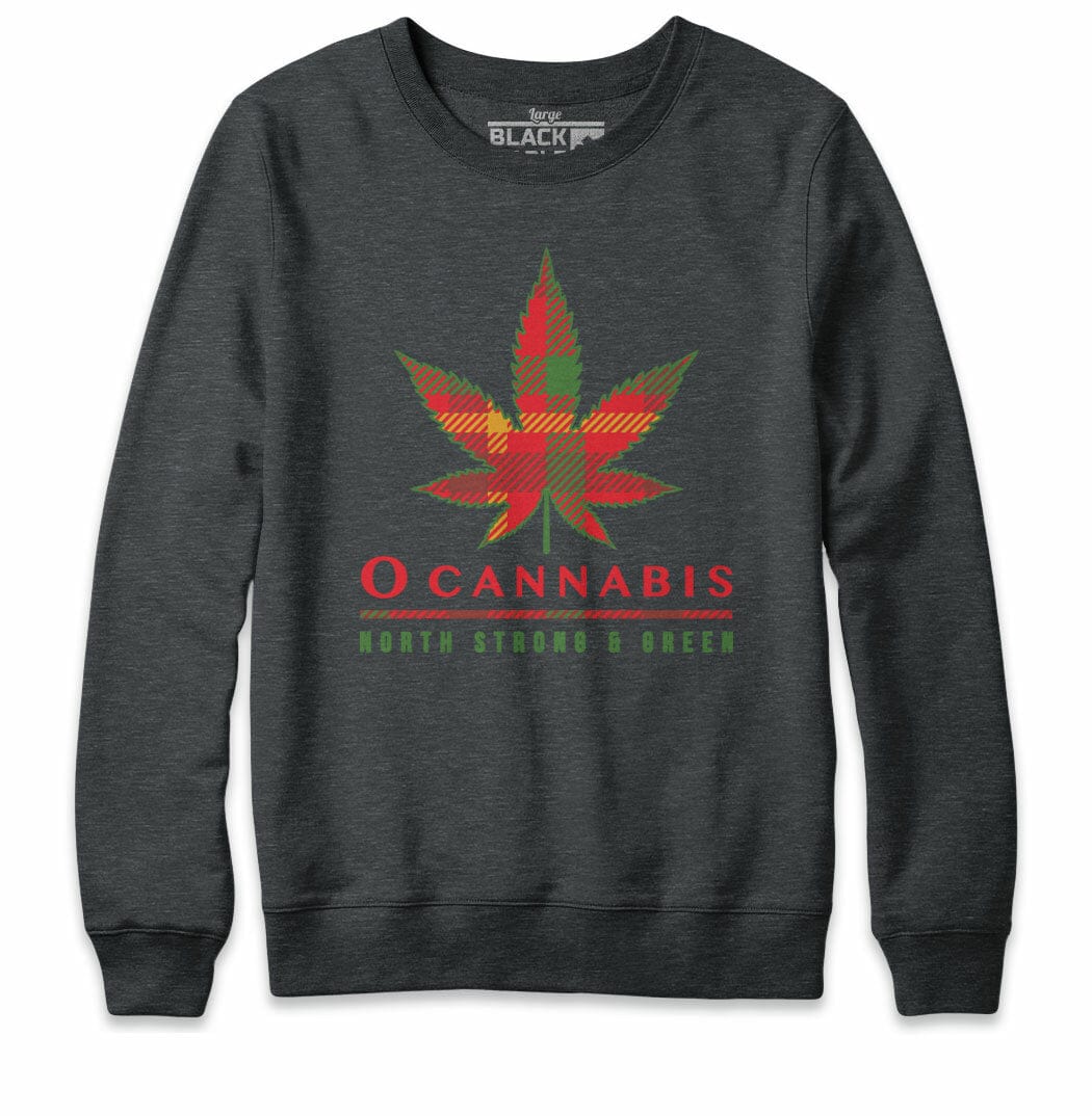 O Cannabis Tartan Charcoal Heather Crewneck Sweatshirt