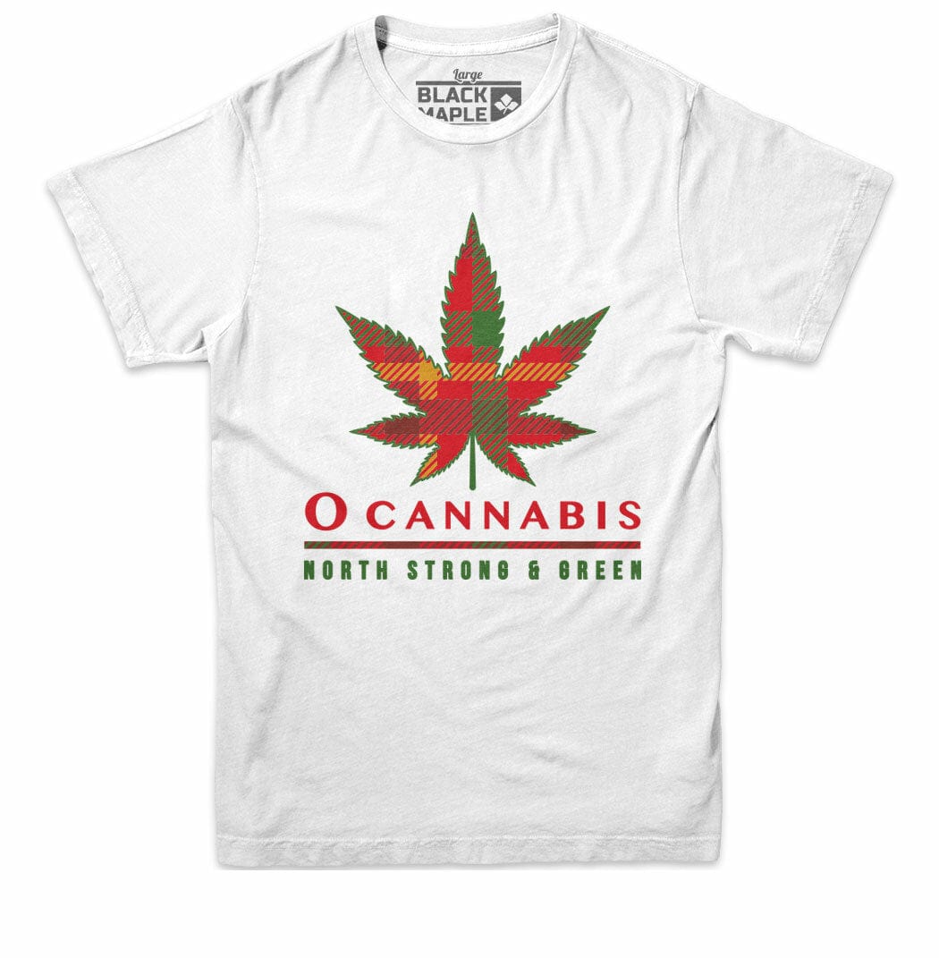 O Cannabis Tartan Mens White T-shirt