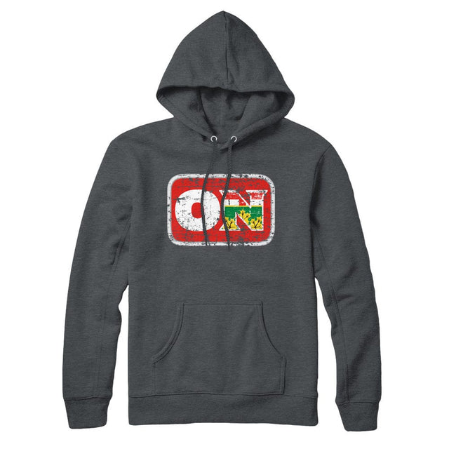 Ontario ON Distressed Abbreviation Hoodie Charcoal