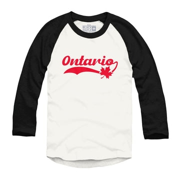 Ontario Retro Baseball Logo Raglan Baseball Shirt
