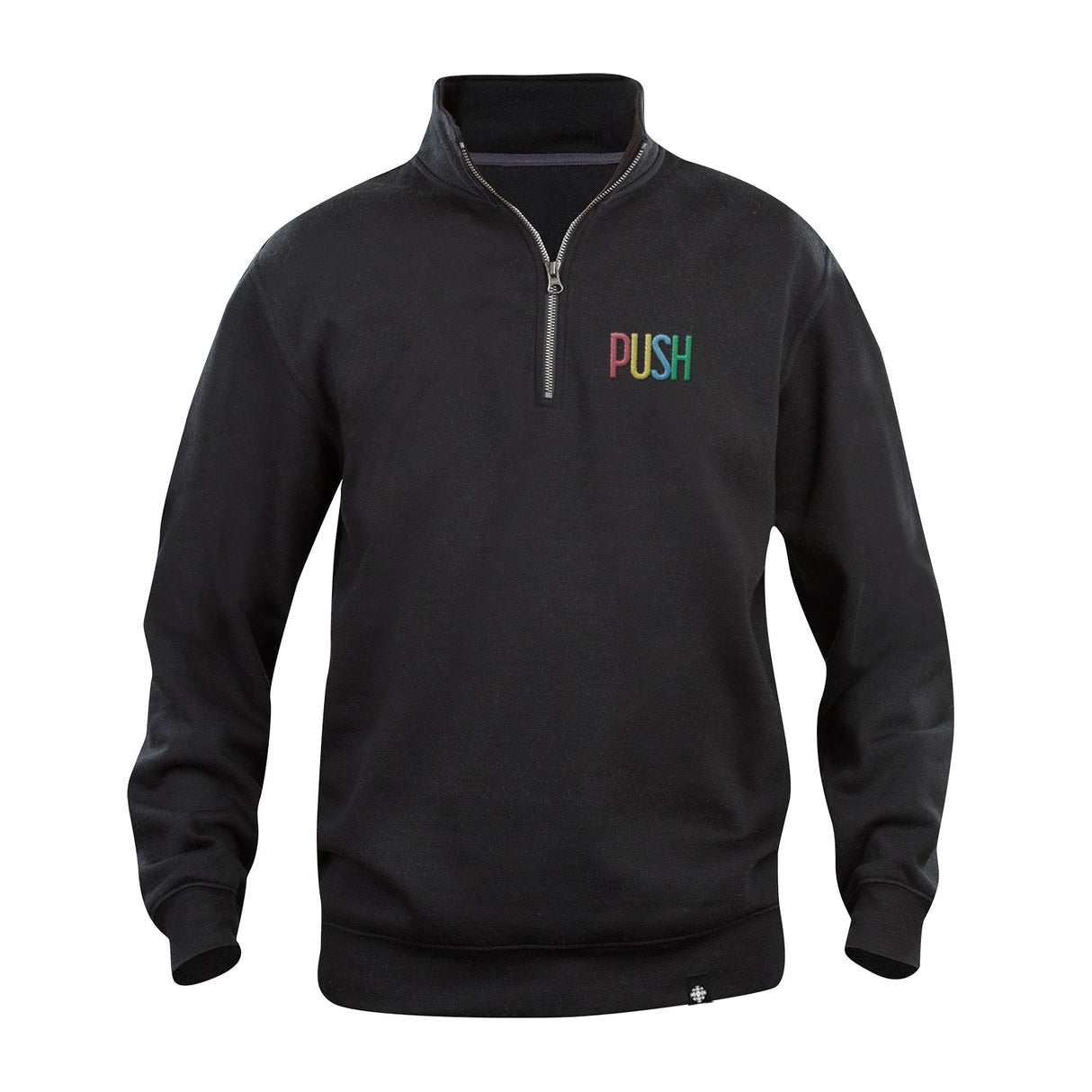 PUSH Colourful Embroidered Logo Quarter Zip Sweatshirt – Black Maple  Trading