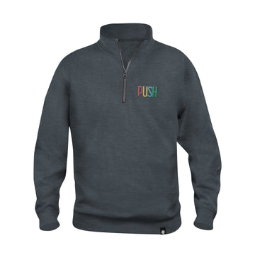 PUSH Colourful Embroidered Logo Quarter Zip Sweatshirt