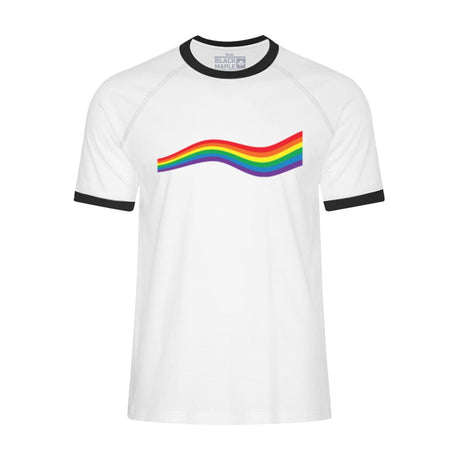 Rainbow Wave Pride Flag Ringer T-shirt