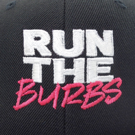 Run The Burbs Embroidered Flat Brim Snapback Cap