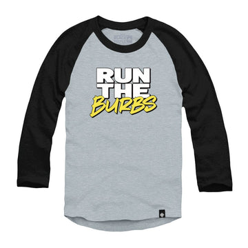 Run the Burbs Logo Raglan Baseball Shirt