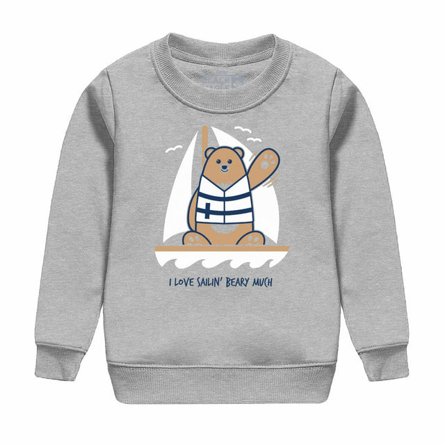 I Love Sailin Beary Much Kids Crewneck Sweatshirt