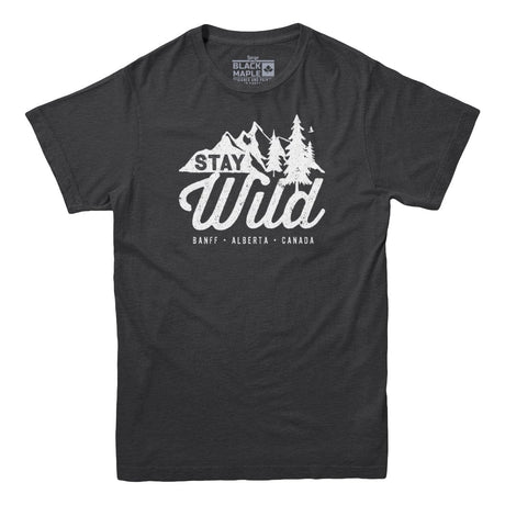 Stay Wild Banff Charcoal Heather Mens T-shirt
