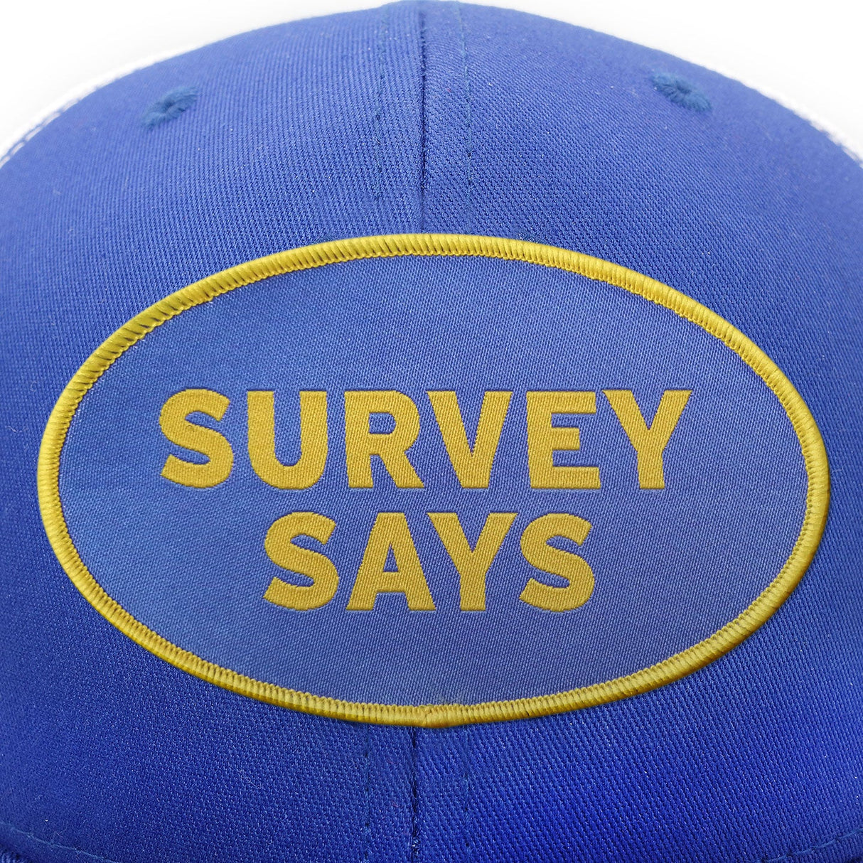 Survey Says Royal Blue and White Five Panel Trucker Cap