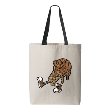 The Best Chocolate Ice Cream Cone Canvas Tote Bag Natural with Black