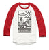Vancouver Stained Glass Dark Logo Raglan Baseball Shirt White with Red