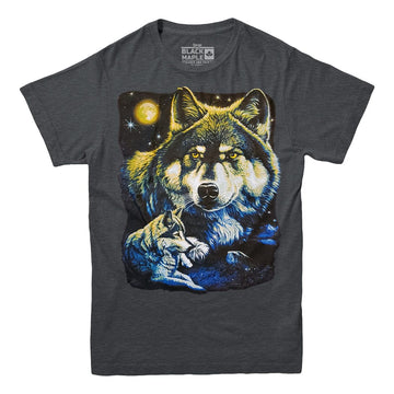 Wolf In The Moonlight Men's T-shirt Charcoal Heather